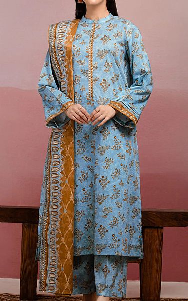 Edenrobe Baby Blue Lawn Suit | Pakistani Lawn Dress in USA- Image 1