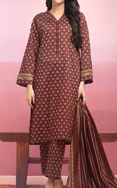 Edenrobe Wine Lawn Suit | Pakistani Lawn Dress in USA- Image 1