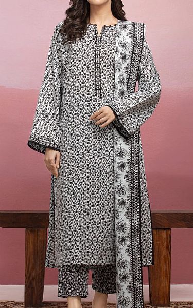 Edenrobe Off White/Black Lawn Suit | Pakistani Lawn Dress in USA- Image 1