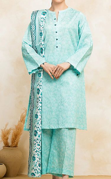 Edenrobe Light Aqua Lawn Suit | Pakistani Lawn Dress in USA- Image 1