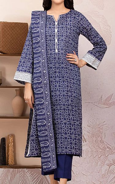 Edenrobe Navy Blue Lawn Suit | Pakistani Lawn Dress in USA- Image 1