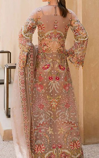Elaf Tea Pink Organza Suit | Pakistani Embroidered Chiffon Dresses- Image 2