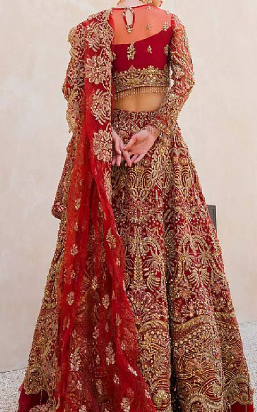 Elaf Red Net Suit | Pakistani Embroidered Chiffon Dresses- Image 2