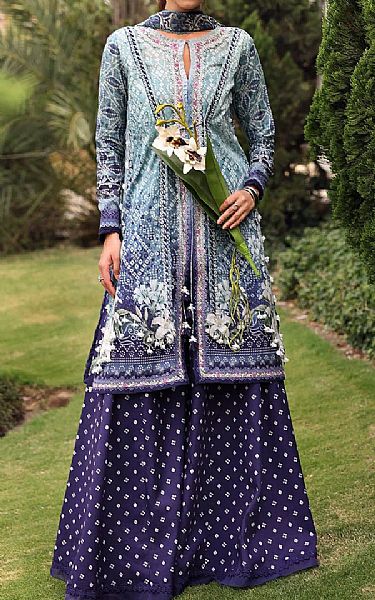Elaf Turquoise/Blue Lawn Suit | Pakistani Lawn Dress in USA- Image 1