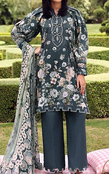 Elaf Dark Grey Lawn Suit | Pakistani Lawn Dress in USA- Image 1