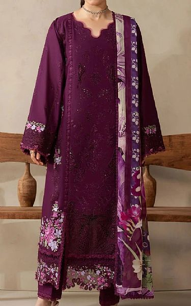 Elaf Pansy Purple Lawn Suit | Pakistani Lawn Dress in USA- Image 1