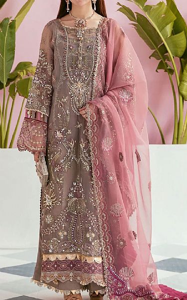 Elaf Wenge Brown/Tea Pink Organza Suit | Pakistani Dresses in USA- Image 1