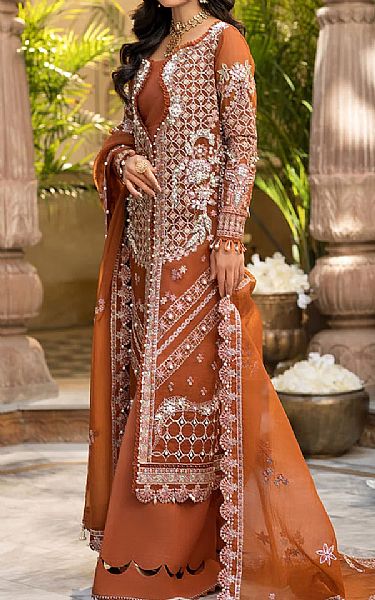 Elaf Deep Chestnut Organza Suit | Pakistani Embroidered Chiffon Dresses USA- Image 2