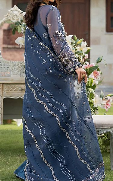 Elaf Denim Blue Organza Suit | Pakistani Embroidered Chiffon Dresses USA- Image 3