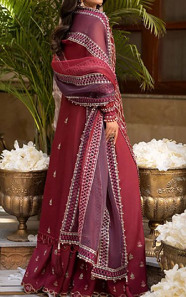 Elaf Maroon Organza Suit | Pakistani Embroidered Chiffon Dresses USA- Image 3