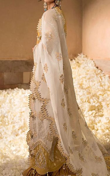 Elaf Sand Gold Organza Suit | Pakistani Embroidered Chiffon Dresses USA- Image 3
