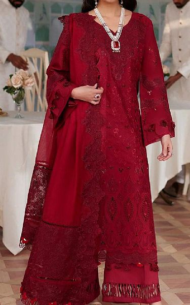 Elaf Wine Red Lawn Suit | Pakistani Lawn Suits- Image 1
