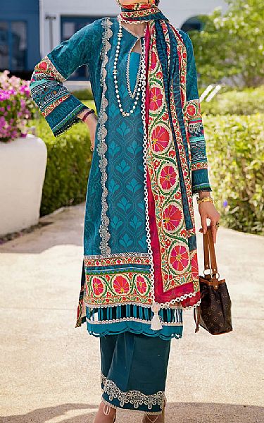 Elaf Teal Lawn Suit | Pakistani Lawn Suits- Image 1