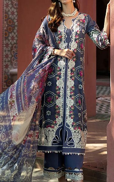 Elaf Denim Blue Lawn Suit | Pakistani Lawn Dress in USA- Image 1