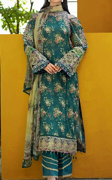 Elaf Teal Lawn Suit | Pakistani Lawn Dress in USA- Image 1