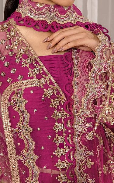 Elaf Raspberry Net Suit | Pakistani Embroidered Chiffon Dresses USA- Image 3