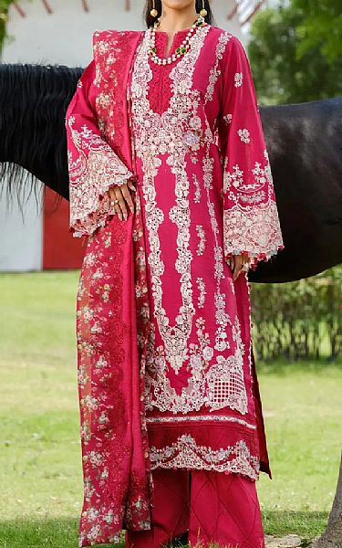Elaf Cerise Pink Lawn Suit | Pakistani Lawn Dress in USA- Image 1