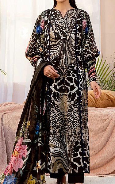 Elaf Black/Off White Lawn Suit | Pakistani Lawn Dress in USA- Image 1