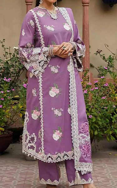 Elaf Lilac Khaddar Suit | Pakistani Winter Dresses- Image 1