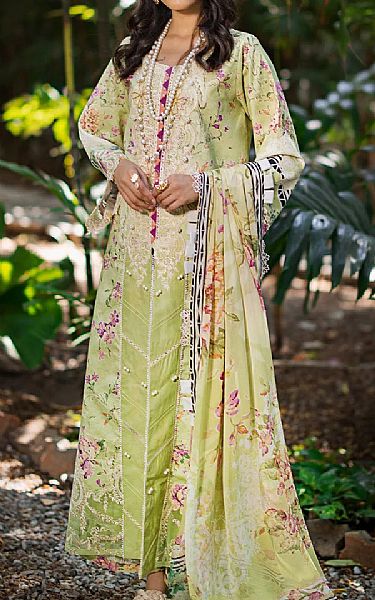Elaf Light Olive Lawn Suit | Pakistani Lawn Suits- Image 1