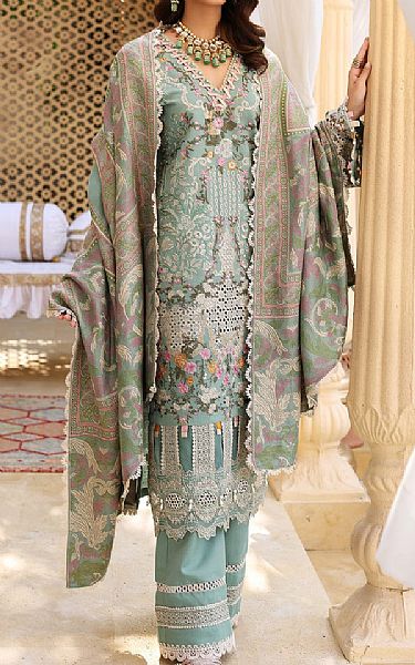 Elaf Light Turquoise Khaddar Suit | Pakistani Winter Dresses- Image 1