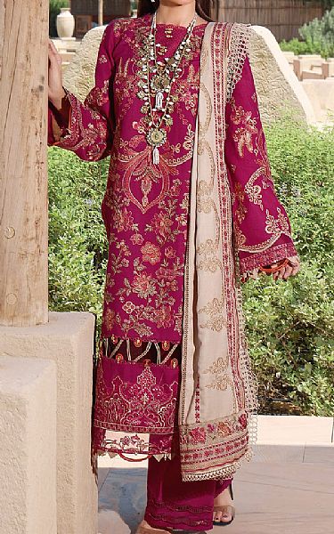 Elaf Crimson Khaddar Suit | Pakistani Winter Dresses- Image 1