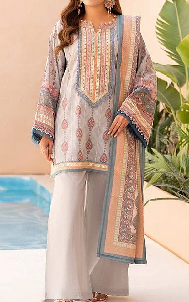Ellena Light Grey Lawn Suit | Pakistani Lawn Dress in USA- Image 1