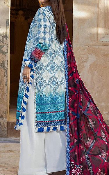 Ellena Turquoise/Off White Lawn Suit | Pakistani Lawn Dress in USA- Image 2