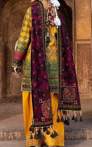 Ellena Mustard/Green Lawn Suit | Pakistani Lawn Dress in USA- Image 2