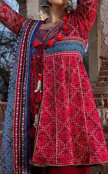 Ellena Cadmium Red Lawn Suit | Pakistani Lawn Dress in USA- Image 2