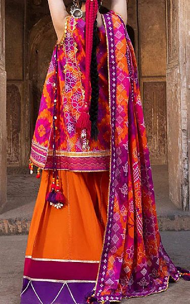 Ellena Orange/Shocking Pink Lawn Suit | Pakistani Lawn Dress in USA- Image 2