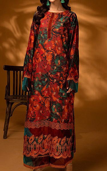 Ellena Rust Lawn Suit (2 Pcs) | Pakistani Lawn Dress in USA- Image 1
