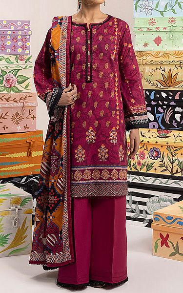 Ellena Crimson Lawn Suit | Pakistani Lawn Dress in USA- Image 1