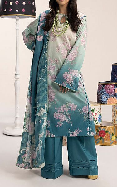 Ellena Teal Lawn Suit | Pakistani Lawn Dress in USA- Image 1