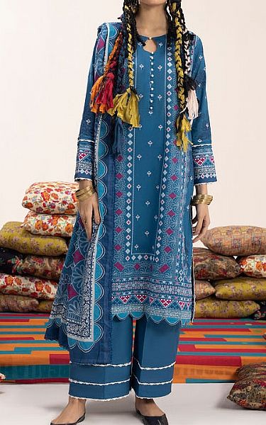 Ellena Denim Blue Lawn Suit | Pakistani Lawn Dress in USA- Image 1