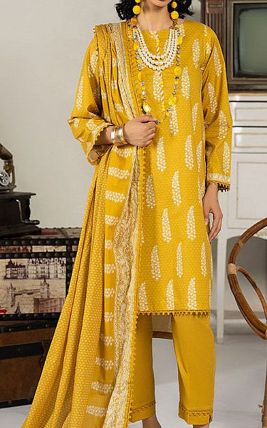 Ellena Mustard Lawn Suit | Pakistani Lawn Dress in USA- Image 1