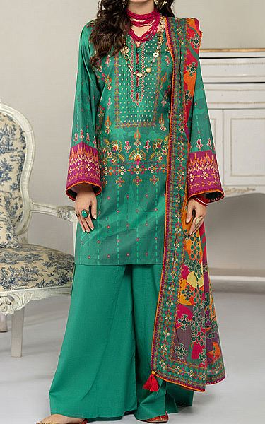 Ellena Emerald Green Lawn Suit | Pakistani Lawn Dress in USA- Image 1