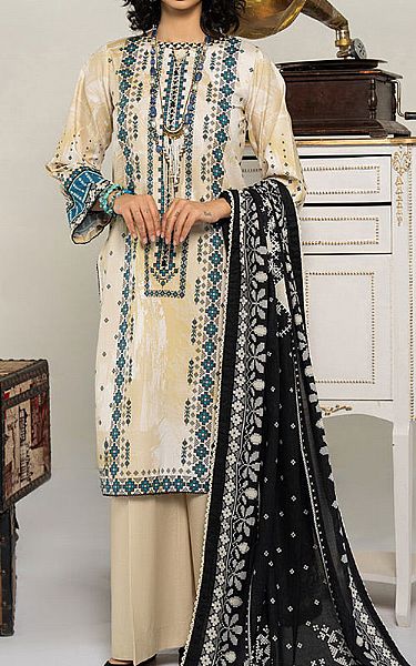 Ellena Off-white Lawn Suit | Pakistani Lawn Dress in USA- Image 1
