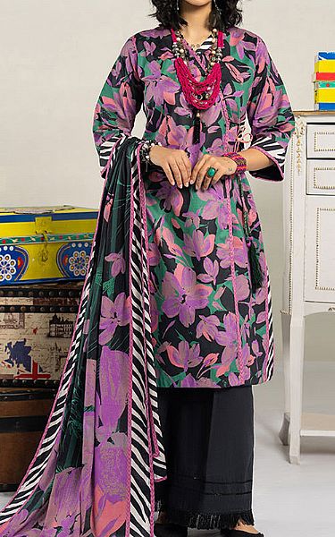 Ellena Purple/Black Lawn Suit | Pakistani Lawn Dress in USA- Image 1