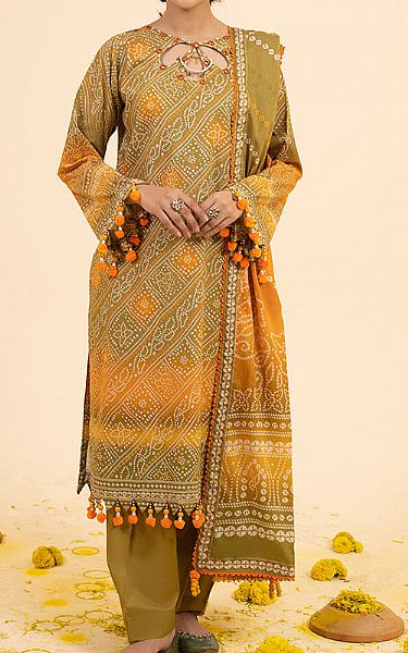 Ellena Olive Lawn Suit | Pakistani Lawn Dress in USA- Image 1