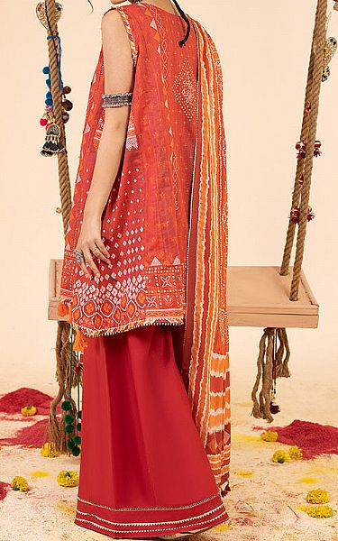 Ellena Orange Lawn Suit | Pakistani Lawn Dress in USA- Image 2