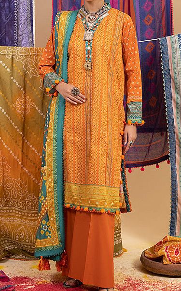 Ellena Mustard Lawn Suit | Pakistani Lawn Dress in USA- Image 1