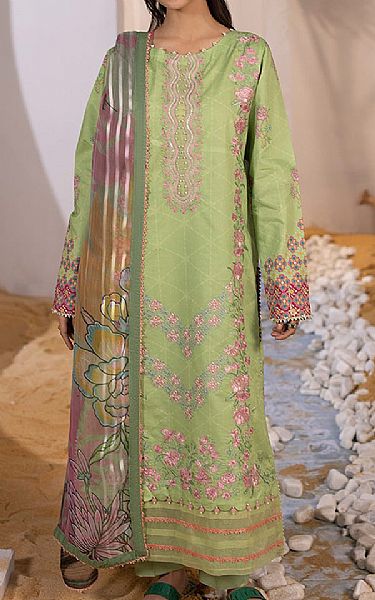 Ellena Tan Green Lawn Suit | Pakistani Lawn Dress in USA- Image 1