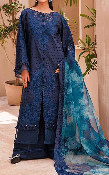 Ellena Navy Blue Lawn Suit | Pakistani Lawn Dress in USA- Image 1