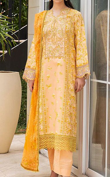 Ellena Peach Lawn Suit | Pakistani Lawn Dress in USA- Image 1