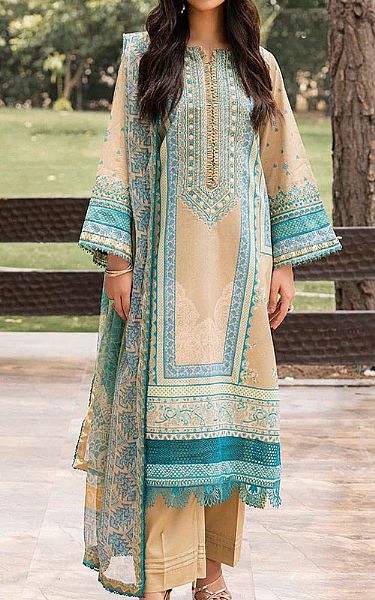 Ellena Beige Lawn Suit | Pakistani Lawn Dress in USA- Image 1
