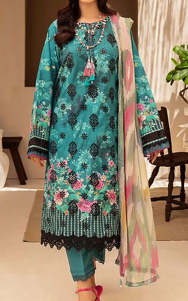 Ellena Teal Lawn Suit | Pakistani Lawn Dress in USA- Image 1
