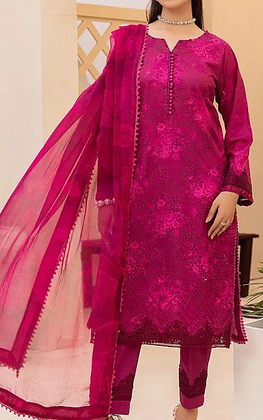 Ellena Hot Pink Lawn Suit | Pakistani Lawn Dress in USA- Image 1