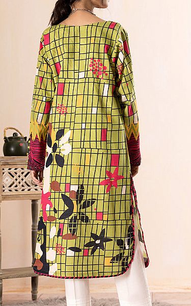 Ellena Lime Green Khaddar Kurti | Pakistani Winter Dresses- Image 2