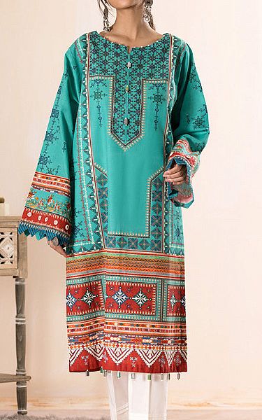 Ellena Sea Green Khaddar Kurti | Pakistani Winter Dresses- Image 1